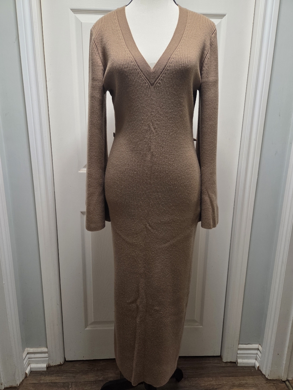 90% Wool V-Neck Bell Sleeve Knit Dress -  Micheal Kors